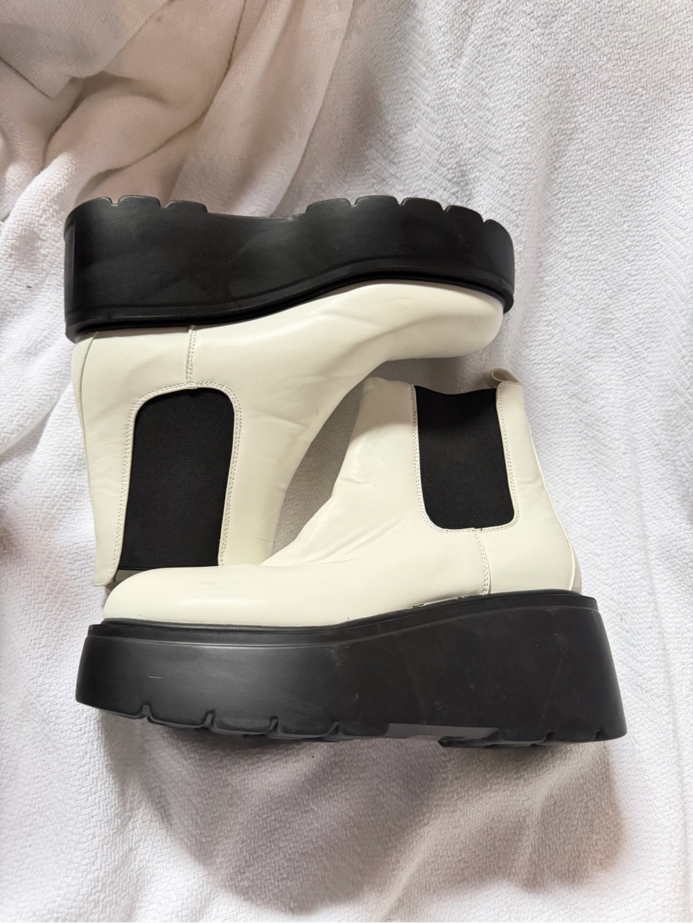 Platform Chelsea Boots - White and Black